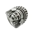 Anillo guerrero indio vintage de acero inoxidable con retrato de jefe punk - US 7 / Plateado