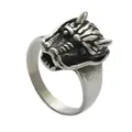 Punk vintage titanium steel dragon head ring with antique silver finish for men - US 7 / Silver