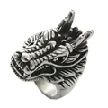 Retro punk style dragon head ring made of vintage polished stainless steel for men - US Size 7 / Retro Silver