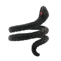 Vintage punk style matte black snake ring with red rhinestone eyes for men and women - Size 7 / Black Red Eyes