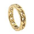 Macro view of gold plated cuban link chain ring featuring polished stainless steel finish - US 5 / Gold