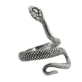 Detailed view of punk snake ring with realistic scale texture and gothic silver finish - US 7 / Antique Silver