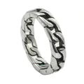 Vintage silver titanium steel cuban link chain ring with retro punk industrial aesthetic - US 5 / Silver
