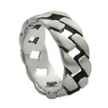 Close-up of vintage titanium steel cuban link chain ring with matte oxidation finish - US 7 / Matte Silver