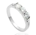 Anillo vintage de acero de titanio plateado con tres circonitas redondas brillantes - US 5 / Plateado