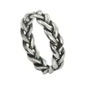Detail view of vintage braided cable ring showing antique finish and punk textures - US 7 / Antique Silver
