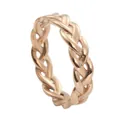 Detail of rose gold braided texture ring showing hollow weave and metallic finish - US 7 / Rose Gold