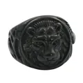 Men's retro black lion head ring in punk style made of matte stainless steel - US 7 / Black (No Eyes)