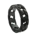 Men's retro punk black stainless steel hollow cuban link chain ring for streetwear - Black / US 7