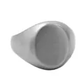 Polished silver stainless steel oval signet ring with a minimalist flat top surface - US Size 8 / Silver