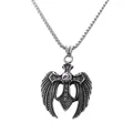 Detail of gothic stainless steel wing pendant with purple crystals and box chain - Pendant Only / Purple