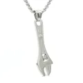 Polished stainless steel adjustable wrench pendant necklace with a durable box chain - Stylish Silver