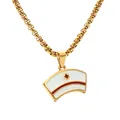 Nurse hat pendant necklace with red cross enamel design and golden box chain - Fashion Gold
