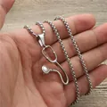 Silver stethoscope pendant necklace with a polished box chain for medical professionals - Fashion Silver