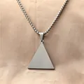 Punk style triangular stainless steel pendant necklace with silver box chain finish - Pendant Only