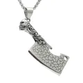 Collar con colgante de cuchillo de carnicero calavera en acero de titanio para hombres - Forma de cuchillo de calavera-Estilo A / Colgante Con Cadena Box