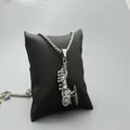 Vintage silver chariot pendant necklace with horse carriage design and sturdy box chain - Fashion Silver
