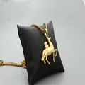 Golden horse pendant necklace with box chain for men and women in vintage style - Galloping Horse Design / Fashion Gold
