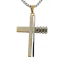 Pendentif croix punk bicolore en acier inoxydable or et argent avec chaîne industrielle - 02 Grand Pendentif (Sans Chaîne) / Bicolore (Or & Argent)