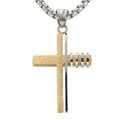 Pendentif croix punk en acier inoxydable avec couches dorées et chaîne argentée - 01 Grand Pendentif (Sans Chaîne) / Bicolore (Or & Argent)
