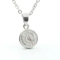 Vintage silver round medallion necklace with intricate floral engraving and link chain - Pendant Only (No Chain) / Fashion Silver