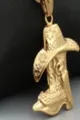 Goldener Titanstahl-Anhänger mit Cowboyhut und Stiefeldesign mit Sternenmustern - Cowboyhut und Stiefel Stil / Anhänger Und Kette / Gold