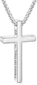 Collana con croce in acciaio inossidabile argento lucido con incisione biblica - Stile Versetto Biblico 19:26 / Argento