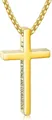 Collana con croce in acciaio inossidabile dorato con versetto biblico e catena box - Stile Versetto Biblico 1:9 / Oro