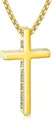 Collana con croce in acciaio dorato con versetto biblico inciso su catena a maglia box - Stile Versetto Biblico 19:26 / Oro