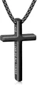Collana con croce in acciaio nero opaco con incisione del versetto biblico 4:13 - Stile Versetto Biblico 4:13 / Nero