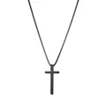 Collier avec pendentif croix en acier inoxydable noir mat et chaîne box pour homme - Noir
