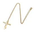 Détail du pendentif croix dorée avec découpe arbre de vie et fermoir mousqueton - Or