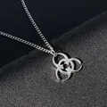 Collier avec pendentif totem biohazard en acier inoxydable argenté style punk - Set de colliers / Argent