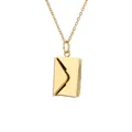 Collar minimalista de acero inoxidable dorado con colgante de sobre pulido - Color dorado (tarjeta en blanco)