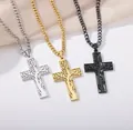 Men's Tree of Life cross pendant necklaces in gold, silver, and black on cuban chains - Tree Of Life Hollow Cross Style / Gold