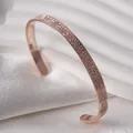 Elegant rose gold titanium steel open cuff bracelet with detailed texture engraving - Rune Style (Rose Gold)
