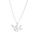 Minimalistische roestvrijstalen ketting met een geometrische origami kraanvogel hanger - Papieren Kraanvogel (Hanger en Ketting)