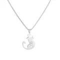 Collar plateado con colgante de gato con sombrero de copa y detalles de estrellas - Collar con Colgante Gato Mago
