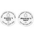 New parent decision coin in stainless steel for fun daddy or mummy turn nursery tasks - Metal Bright Silver Style (lucky12)