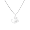 Collar de gato plateado con símbolo de infinito y lazo en cadena tipo box - Collar con Colgante Gato con Pajarita