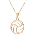 Golden volleyball pendant necklace in minimalist stainless steel for sports fans - Necklace / Gold