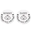 Macro detail of silver stainless steel decision coins for Mommy and Daddy parenting tasks - Mommy Daddy Simple Style (lucky2)