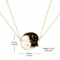 Collier chat Yin Yang doré avec motifs soleil et lune pour couples et amis - Chat Noir et Blanc / Collier / Noir & Blanc