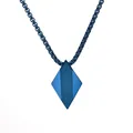 Collier avec pendentif géométrique bleu foncé en acier inoxydable de style moderne - Bleu Pendentif Uniquement (Sans Chaîne)