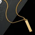 Detailed macro view of gold rectangular pendant with Roman numerals and box chain necklace - With 60CM Chain / Gold