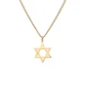 Detailansicht der goldenen Edelstahl-Halskette mit Davidstern-Anhänger und feiner Gliederkette - Hexagramm Goldene Panzerkette