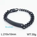 Détail du bracelet gourmette en acier inoxydable noir mat avec plaque d'identification - Noir