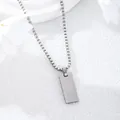 Halskette mit rechteckigem Anhänger aus gebürstetem Edelstahl und Box-Kette für Herren - 2.0mm*60cm / Stahlfarben