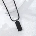 Schwarze Edelstahl-Halskette mit rechteckigem Anhänger und Box-Kette für Herren auf weißem Stand - 2.0mm*60cm / Schwarz