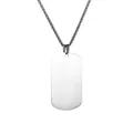 Pendaglio a piastrina in acciaio inossidabile lucido con collana a catena a perle - Argento